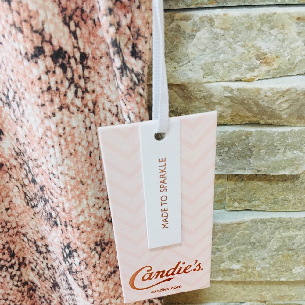 NWT Candie’s Pink Pythn Sleeveless Mock Neck Top S - Picture 3 of 6